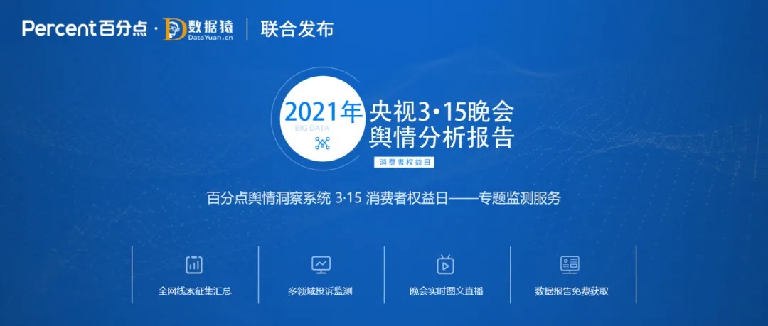百分點(diǎn)科技&數(shù)據(jù)猿聯(lián)合發(fā)布《2021年央視3·15晚會輿情分析報告》